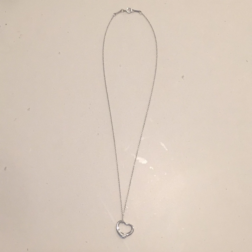 Tiffany Elsa Peretti Silver Open Heart Necklace